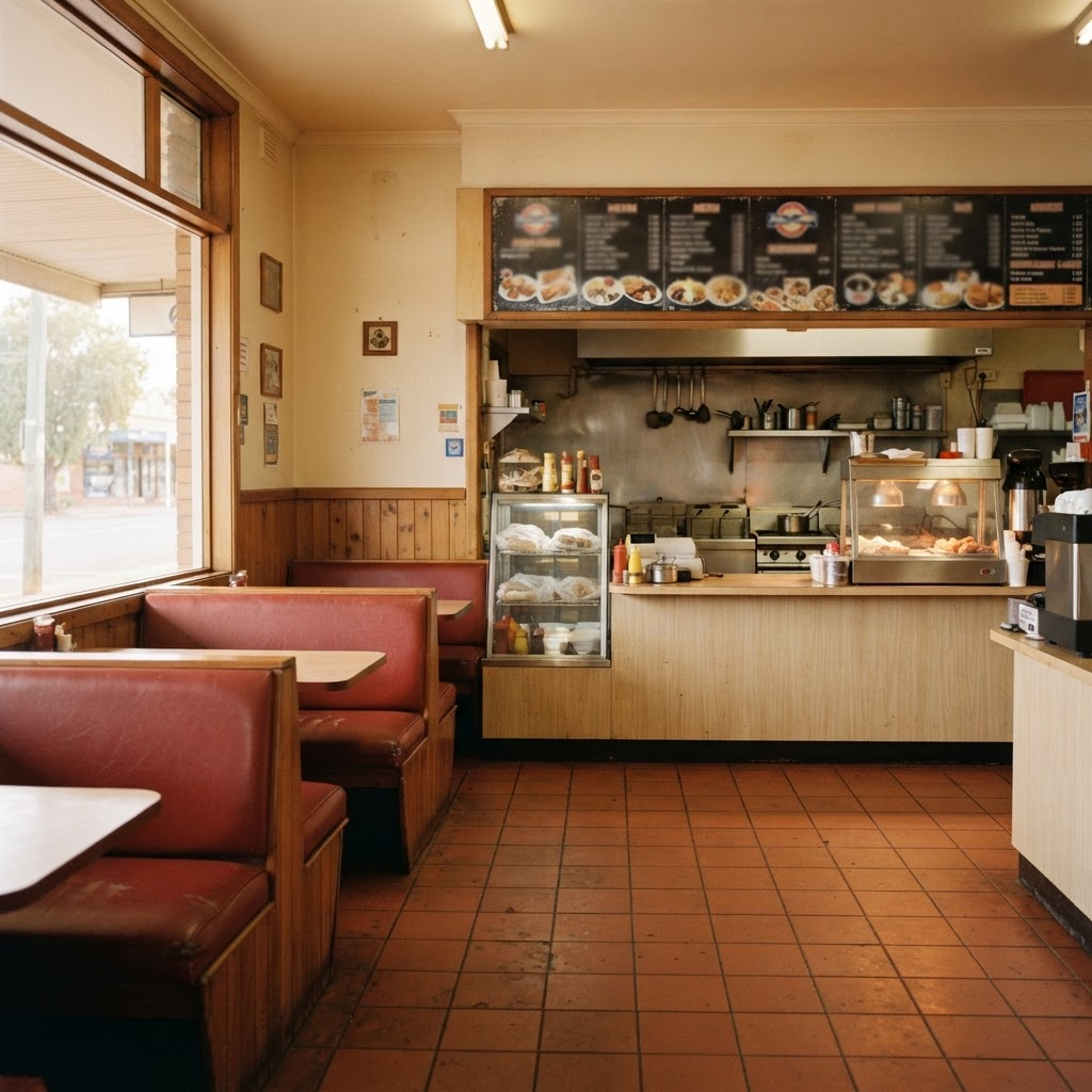 Cozy interior of a traditional Australian takeaway cafe